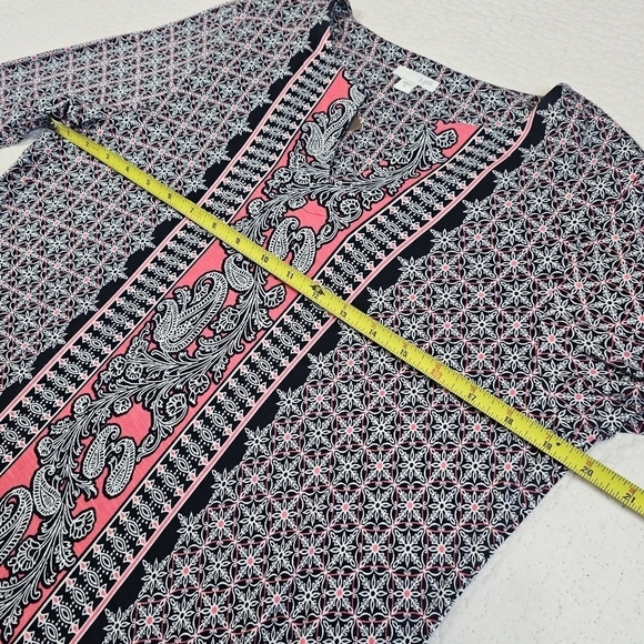 NWT J. Jill Navy Blue Pink White Paisley Geometric 3/4 Sleeve Tunic Shift Dress - Picture 5 of 8